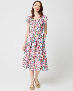 point sur flutter sleeve midi dress in printed cotton voile Maggy London Women's Floral Print Flutter Sleeve Midi Dress - Pink